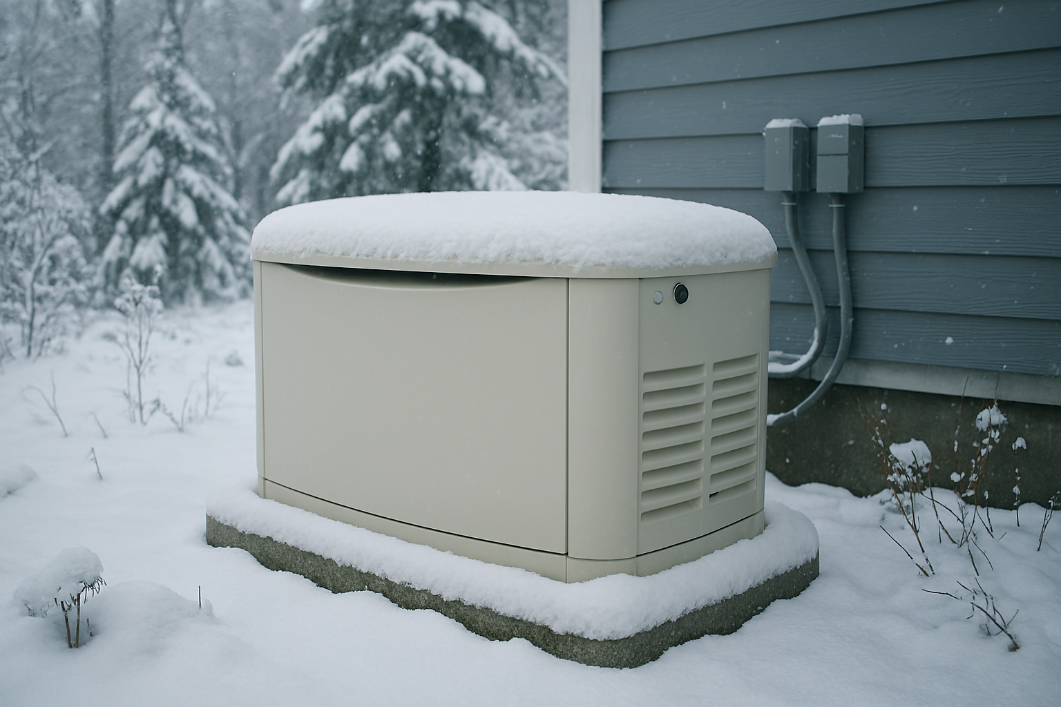 Generator covered in snow outdoors