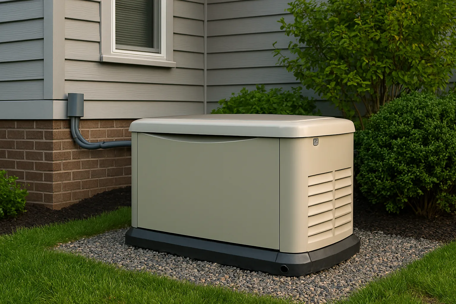Generator installed beside a house.
